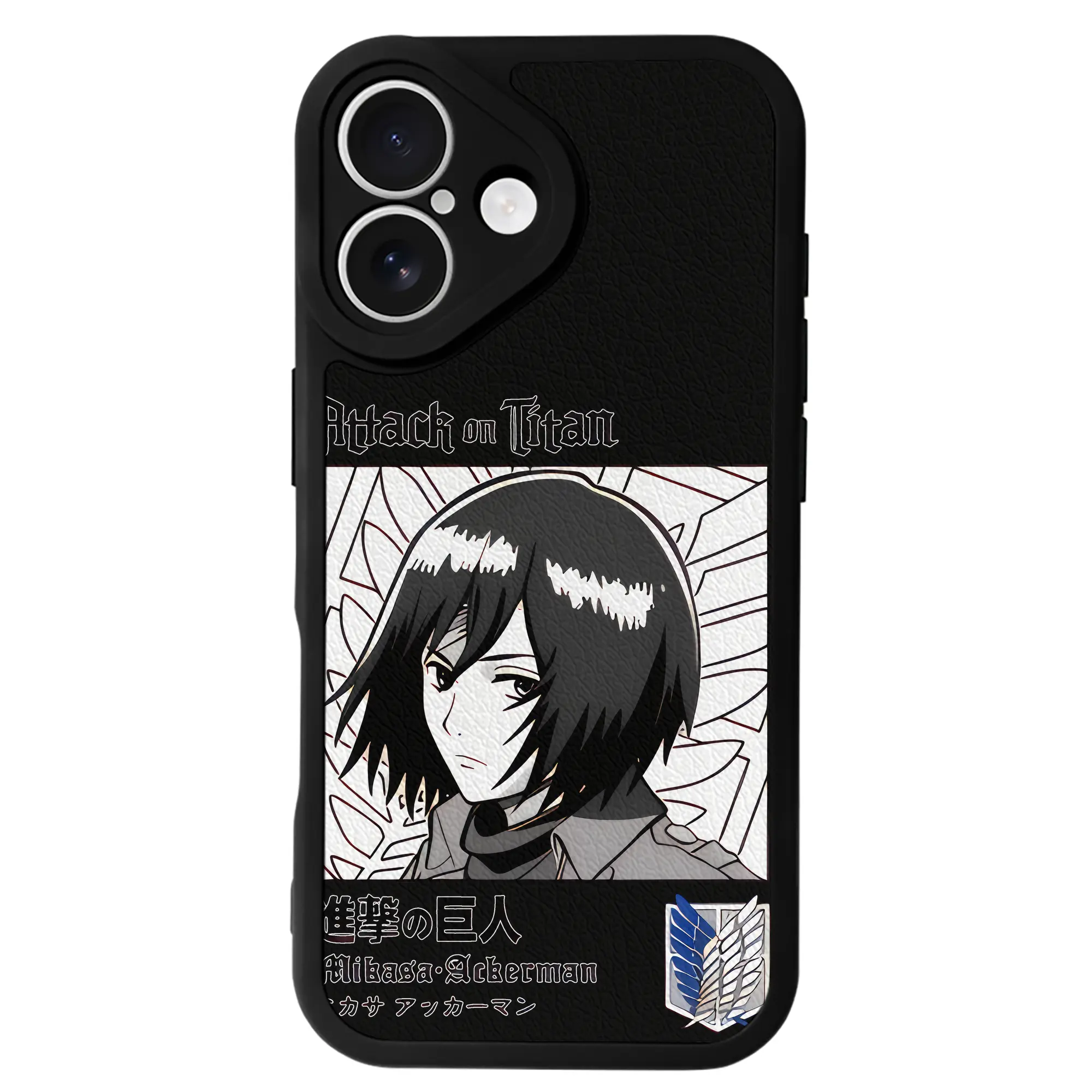 進撃の巨人 グッズ ミカサ・アッカーマン - IPhone 16シリーズ対応 ・ シリコンスマホケース ・ レザー調 ・ 高精度フィット ・ 耐衝撃 ・ ワイヤレス充電対応 ・ 精密カット